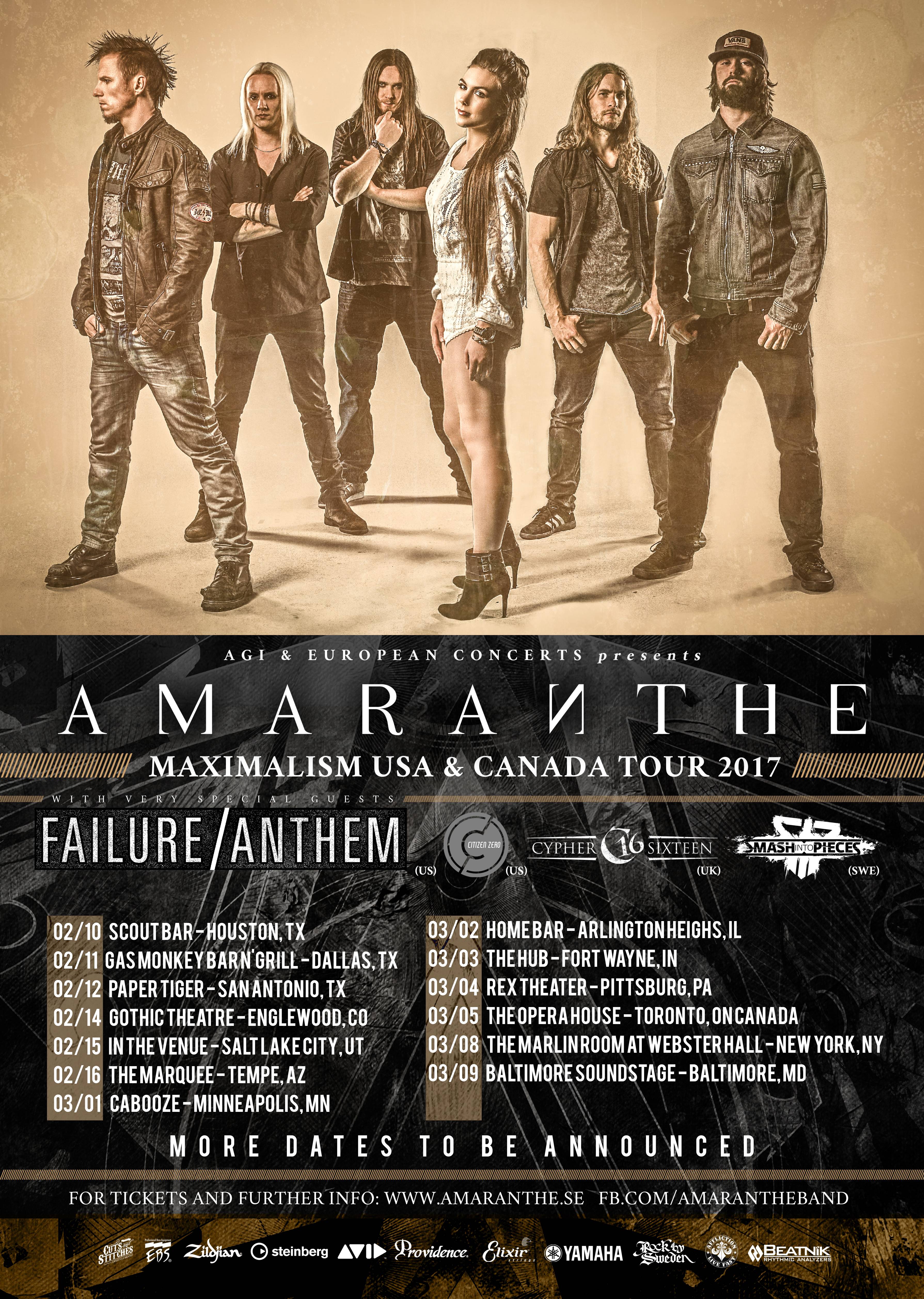 AMARANTHE Announce U.S. Tour Dates