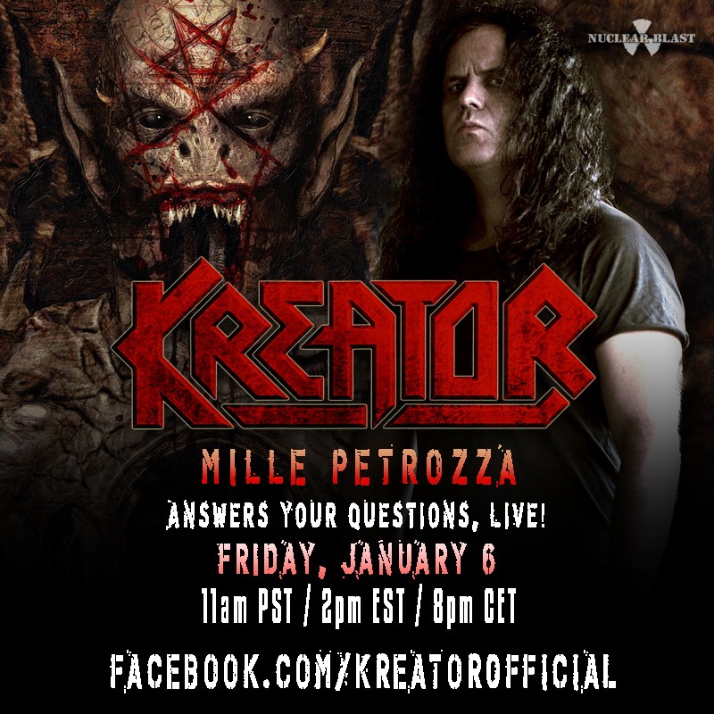KREATOR -  Announce Facebook Live Chat with Mille Petrozza + Release Second Gods Of Violence Video Trailer!