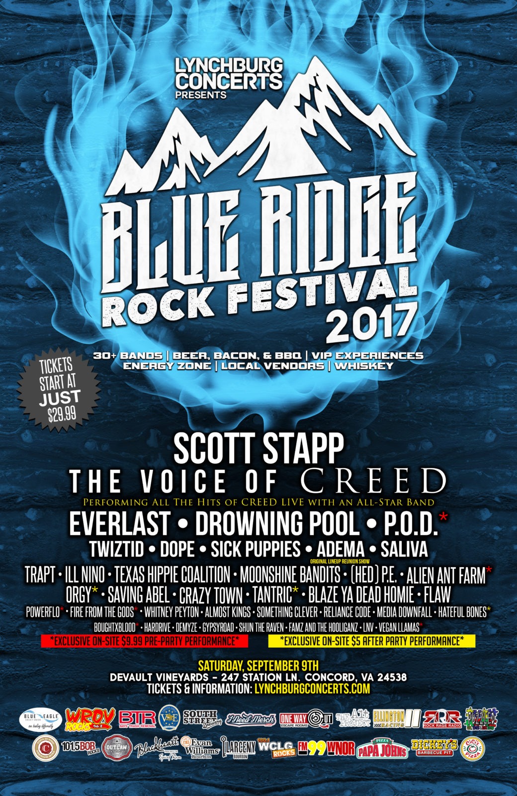 LYNCHBURG CONCERTS AND PHASE 2 ANNOUNCE THAT BLUE RIDGE ROCK FESTIVAL WILL BE MOVING TO A NEW LOCATION DUE TO HIGH TICKET SALES